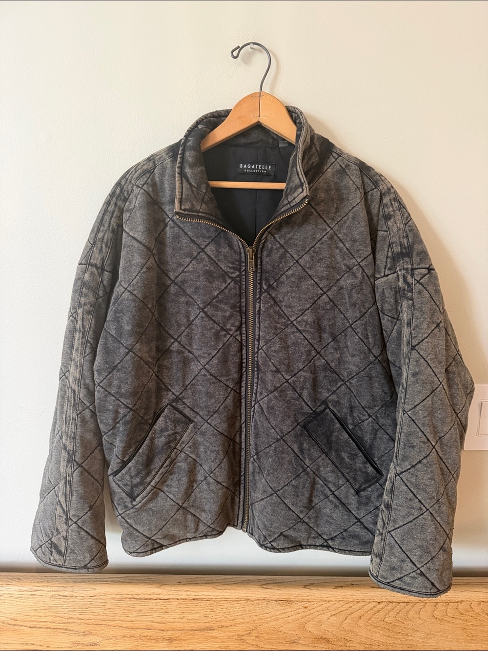 bagatelle Quilted Gray Men’s Zip-Front Puffer Jacket
